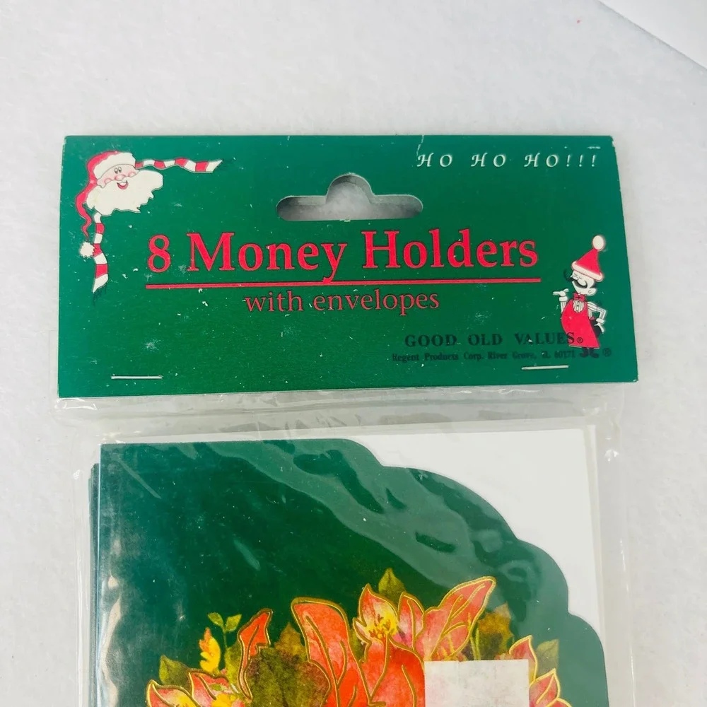 Vintage Christmas Money Holders 8 Pack Poinsettia Seasons Greetings Regent 91060
